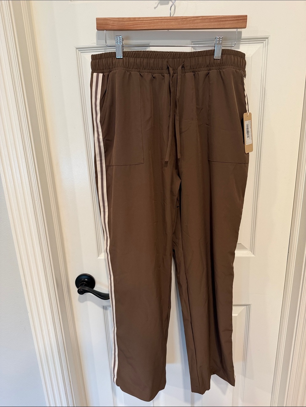 Albion Brown Women's Track Pants with Contrast Side Stripes